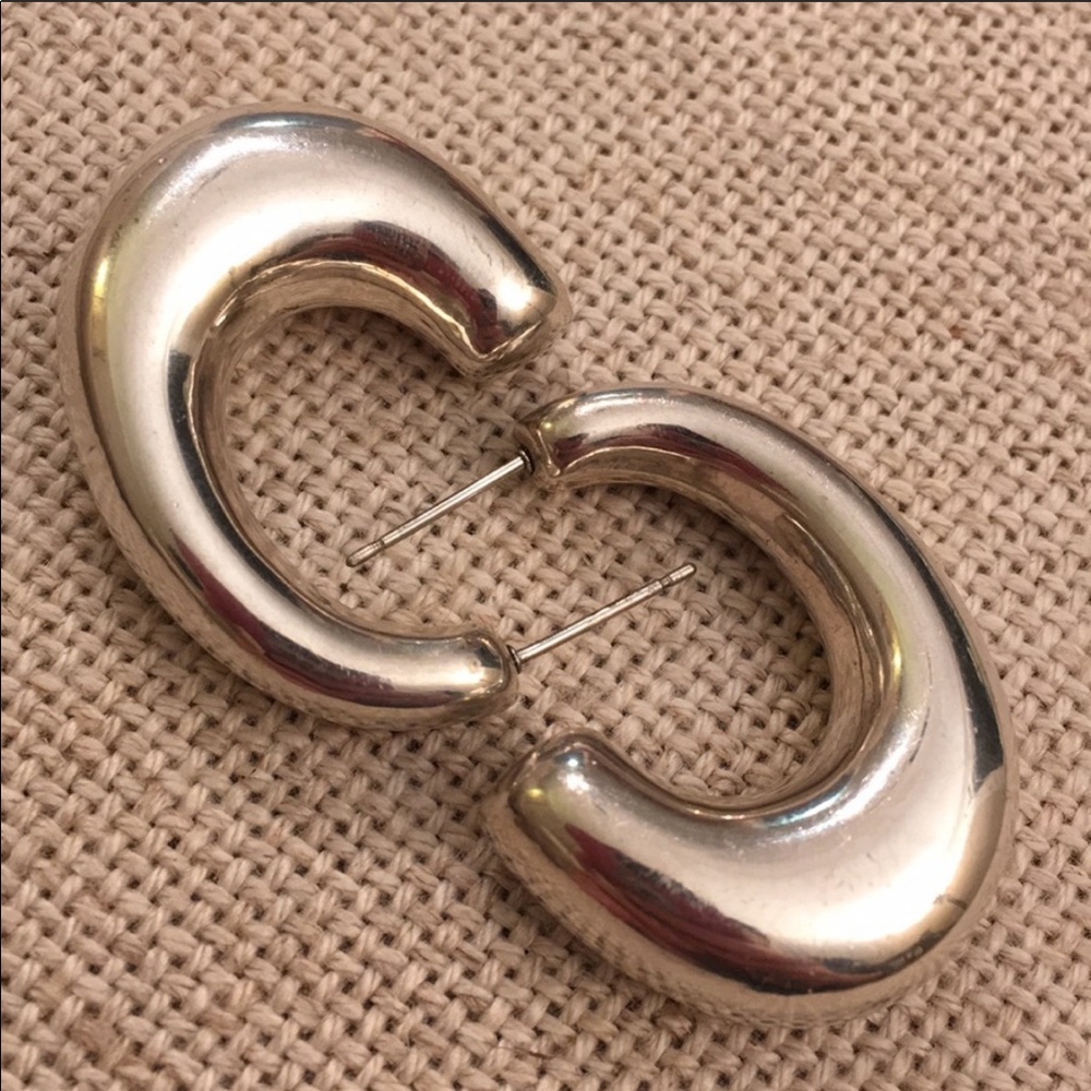 Silver Puffed Hoop Earrings